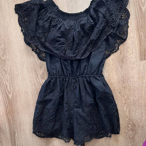 Abercrombie & Fitch Small Black Off Shoulder Romper Lace